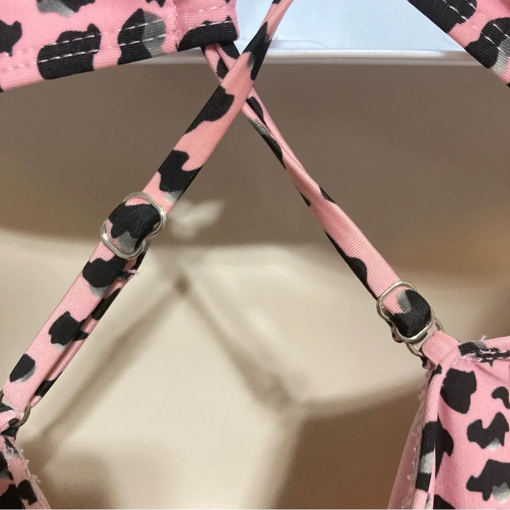 NO BOUNDARIES Pink and Black Cheetah 1 Piece Swimsuit Womens XL 15 16